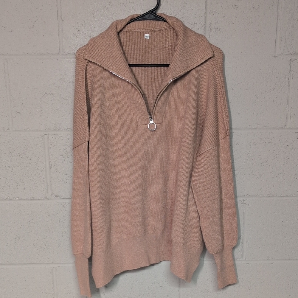 Women's Oversized Half Zip Collared Sweater Size Small, NWOT